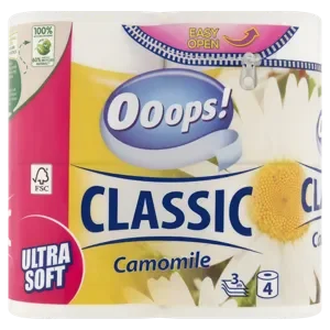 Ooops! classic toalettpapír kamillás 4 tekercs 3 rétegű